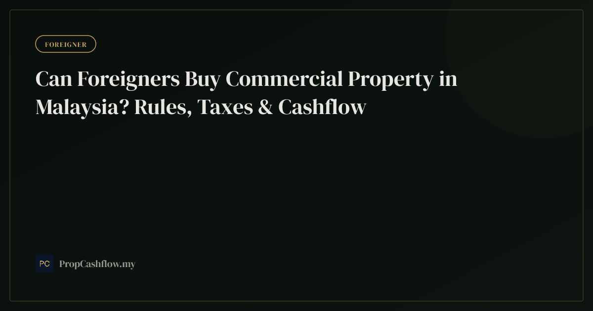 Can Foreigners Buy Commercial Property in Malaysia? Rules, Taxes & Cashflow