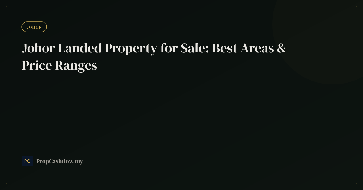 Johor Landed Property for Sale: Best Areas & Price Ranges